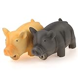 Chiwava 2 Stück 16,5 cm Quitschende Hundespielzeug Latex Schwein GRUNTING Tier Sound Welpen Kauen Interaktives Spiel für Medium Hunde