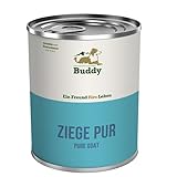 Buddy - Ziege pur - Nassfutter Dose für Hunde, 1er Pack (1 x 400 g) - geeignet für Ausschlussdiät, hochwertiges Fleisch, ohne Zucker, getreidefrei, glutenfrei, ohne Farb- und Konservierungsstoffe