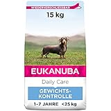 Eukanuba Daily Care Weight Control für kleine & mittelgroße Rassen - Fettarmes Hundefutter zum Gewichtserhalt oder Diät bei Übergewicht, 15 kg
