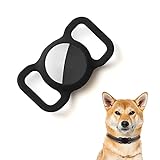 Kuaguozhe Silikon Schutz Hülle Kompatibel mit Apple Airtag GPS Finder Hundehalsband, Pet Loop Holder für Apple Air_Tags, Slide On Sleeve Kompatibel mit Apple Airtags-Schwarz