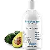 healthBuddy Premium Hundeshampoo mit natürlichem Avocadoöl – Made in Germany – Entfernt unangenehme Gerüche, Für empfindliche Haut und Fell, Wirkt Rückfettend, Hilft gegen Juckreiz und Flöhe