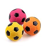 Chiwava 3 Stück 7 cm Hundespielzeug Ball aus Latex Fußball mit Quietsche Kauen Werfen Interaktives Spiel für Medium Hunde Sortierte Farbe