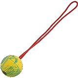 B2Quadrat Dogs Wurfball mit Seil extrem robust, Vollgummiball unzerstörbar, Hundespielzeug, für Agilität und extrem Weite Würfe