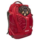 Kurgo G-Train Hunderucksack, Mit integriertem Haustierfach, Wasserfester Boden, Für Haustiere bis zu 11 kg, Rot