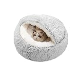 SUOXU Beruhigendes Bett für Katzen und Kleine Hunde, Katzenbett Waschbar Haustierbett,50 cm Donut Flauschig Rund Cat Bed,Weiche Kuschelbett für Den Schlaf im Innenbereich