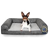 PETUS Orthopädisches Hundebett für mittelgroße & kleine Hunde [Premium] 90x70 cm | Flauschiger Hundekorb mit Memory Foam | Waschbar | Mit hohem Rand