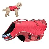 Kurgo Surf N Turf Hundeschwimmweste, Reißfestes Material, Mit Reflektoren und 2 Griffen ausgestattet, Größe S, Rot