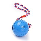 PetPäl Ball mit Seil Naturkautschuk - Wurfball Hundespiel-Ball mit Schnur - Hundeball Ø 7cm - Bälle Spielzeug am Seil für Hunde - Kauspielzeug aus Naturgummi - Hunde-Spielzeug