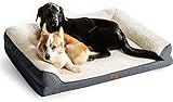 Bedsure orthopädische Hundebett große Hunde - Hundesofa mit Memory Foam, kuschelig Schlafplatz in Größe 106x81 cm, waschbare Hundesofa, grau und beige