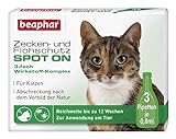 beaphar Zecken- und Flohschutz Spot On für Katzen, Zecken- und Flohschutz mit Margosa Extrakt, 3 x 0,8 ml