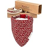 Pettsie Hundehalsband mit Bandana Tuch und Freundschaftsarmband, einstellbare Größen S und M, haustierfreundlicher Hanf, tolles Geschenk für Hundeliebhaber in Geschenkbox (S, Rot)