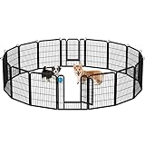 Yaheetech 16-teilig Hundelaufstall 80cm hoch, Hundezaun mit 2 Türen, Automatische Verriegelung, Faltbare Freigehege für Garten