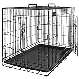 FEANDREA Hundekäfig, Hundebox, klappbar, 92,5 x 57,5 ​​x 64 cm, schwarz PPD36H
