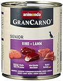 animonda GranCarno Hundefutter Senior, Nassfutter für ältere Hunde ab 7 Jahren, Rind + Lamm, 6 x 800 g