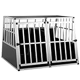 Cadoca Hundetransportbox XXL robust verschließbar aus Aluminium Autotransportbox Tiertransportbox 97x90x70cm