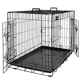 FEANDREA Hundekäfig, Hundebox, klappbar, 77,5 x 48,5 x 55,5 cm, schwarz PPD30H