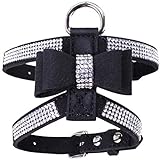 YYhkeby Strass-Bogen-Knoten-Leder-Hundeleine Halsband Haustier-Hundewelpen-Blei-Leine-Kabelstrang-Brustgurt Haustier-Blei-Leine-Pink_S Jialele (Color : Black, Size : L)