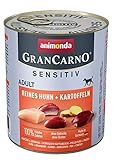 animonda GranCarno Hundefutter Adult Sensitiv, Nassfutter für ausgewachsene Hunde, Reines Huhn + Kartoffeln, 6 x 800 g
