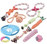 Sweetypet Hundebedarf: 10er-Set Bunte Hundespielzeuge aus Baumwolle zum Kauen und Toben (Welpenspielzeug)